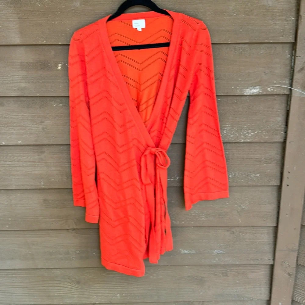 Dee Elly red wrap light sweater dress size medium